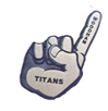 A "number one finger" with "Titans" printed on the palm.