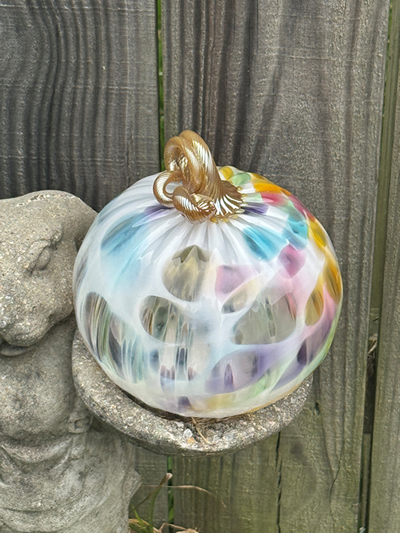 Glass pumpkin art in pastels - angle 1.